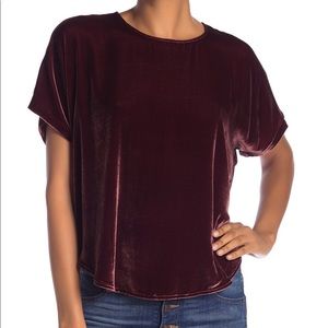 Madewell Velvet Short Sleeve Tulip Hem Top Sz S